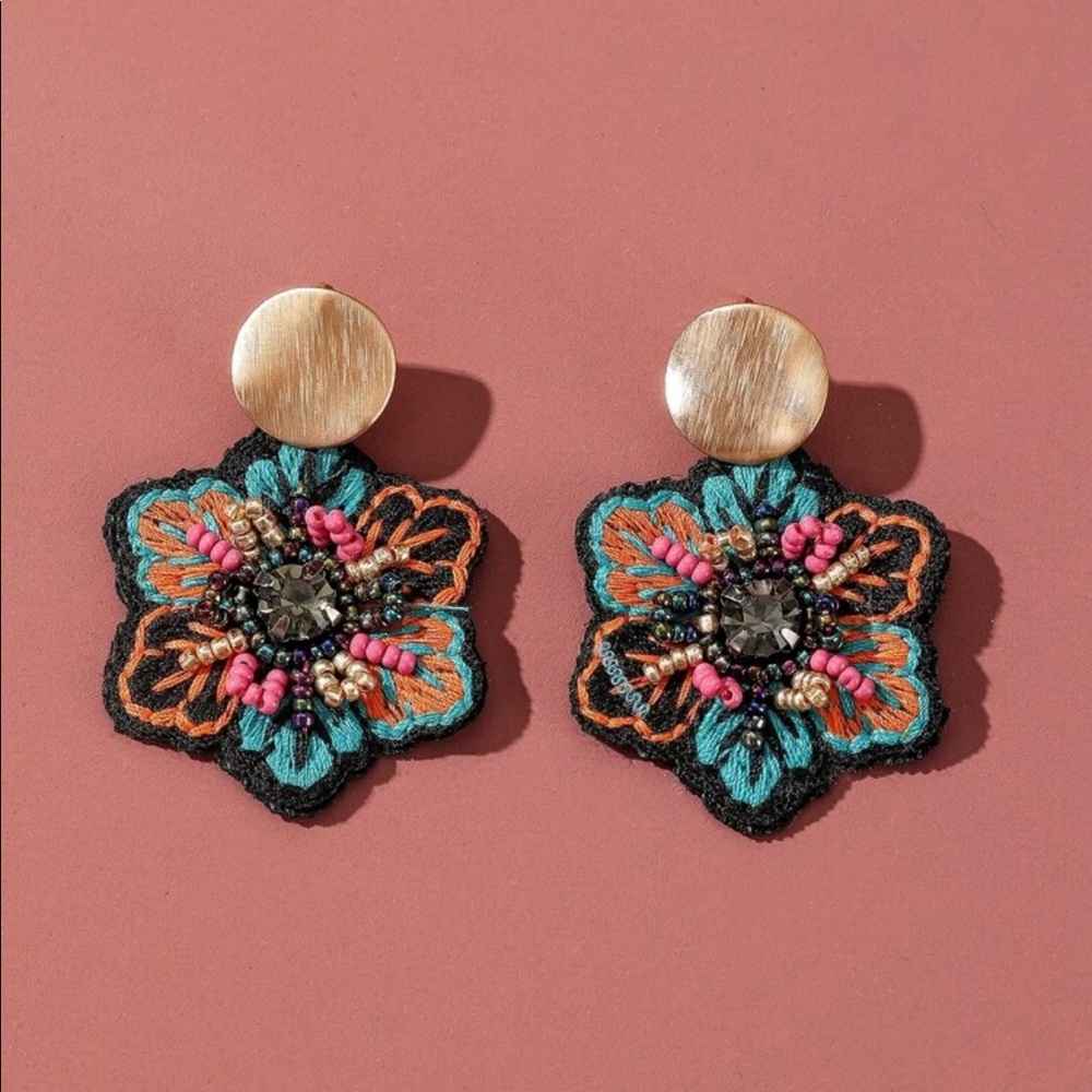 Beaded Flower Earrings